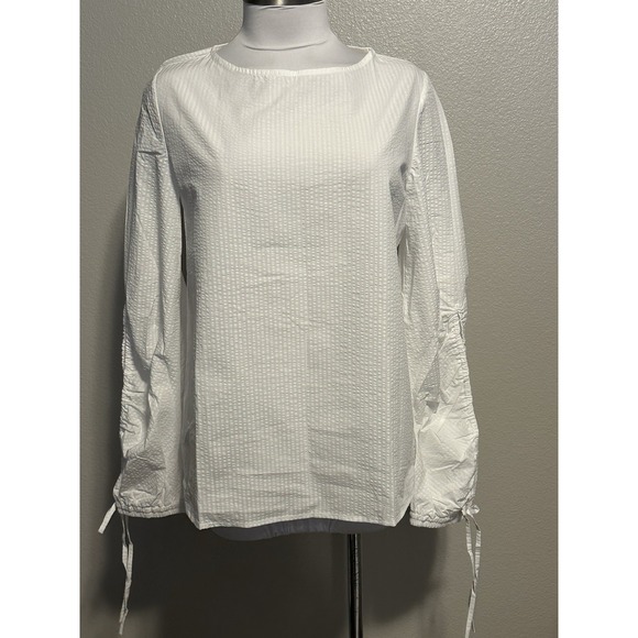 NWT HARSHMAN Catarina Drawstring Sleeves Cotton Tunic Top White sz.L MSRP $193 - Picture 3 of 7